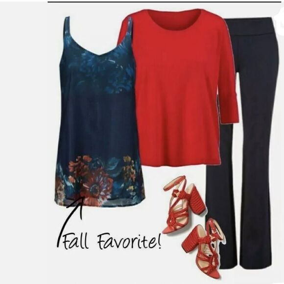 Cabi #3434 Artist Cami Blue Purple Floral Flowing Tank Blouse - Picture 4 of 16